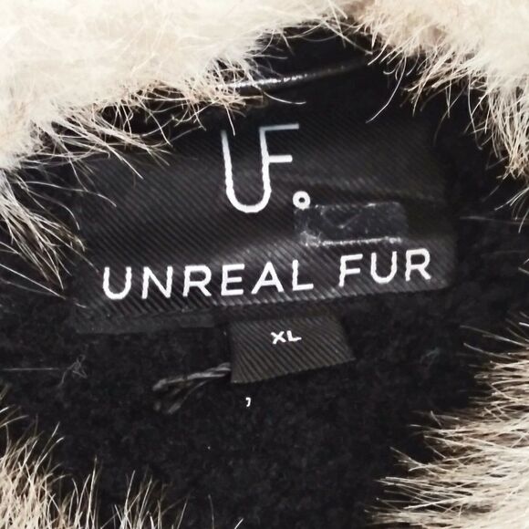 UNREAL FUR Vegan Leather Aviator Bomber Jacket Faux Fur Collar Full Zip Coat XL - Picture 4 of 15